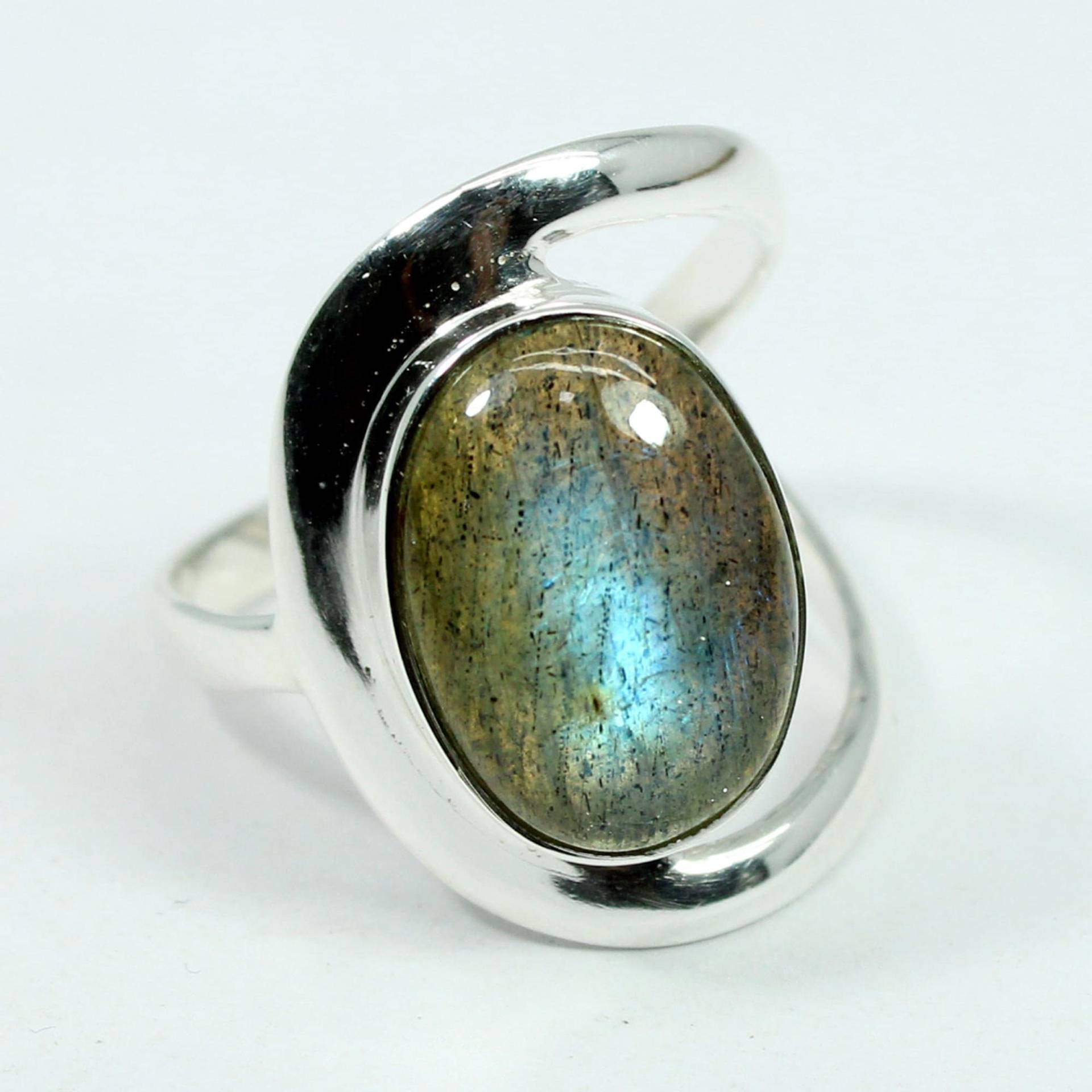 Oval Labradorit Statement Ring 925 Sterling Silber, Handgemacht von SilverDesignerRings