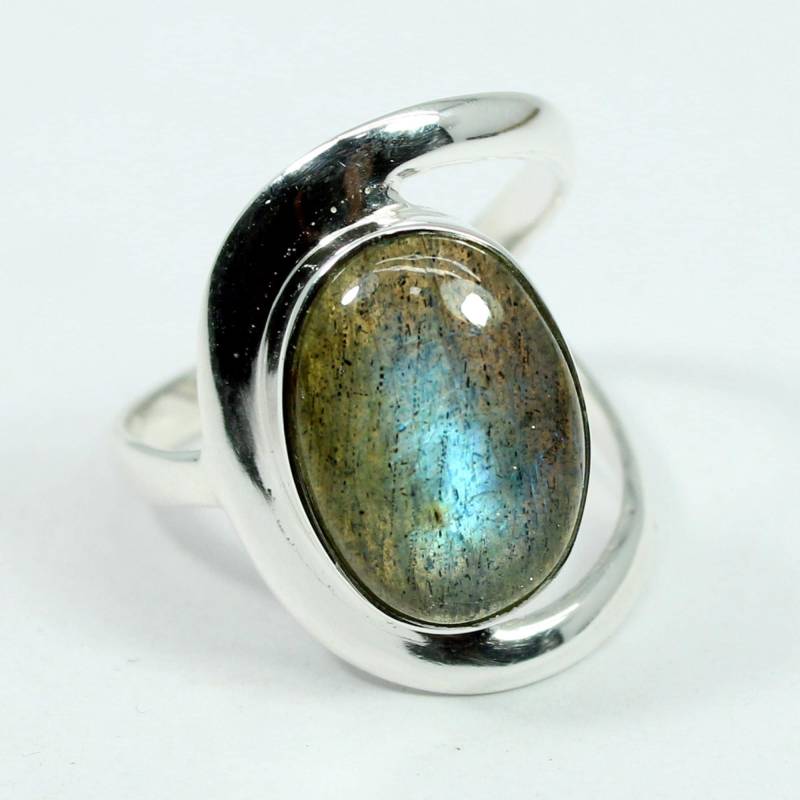 Oval Labradorit Statement Ring 925 Sterling Silber, Handgemacht von SilverDesignerRings