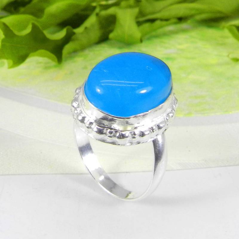 Quartz Ring-Smithsonite Ring-Blau Silber Ring-925 Sterling Silber-Natürliche Edelstein Ringe-Frauen Schmuck-Blau Oval Ring von SilverDesignerRings