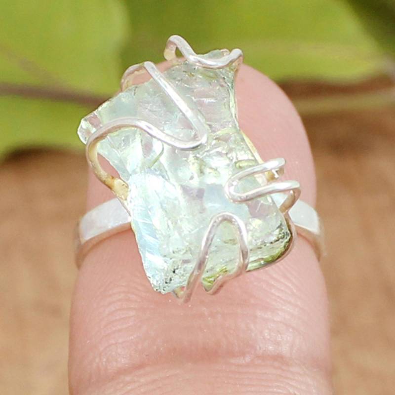 Rohe Bergkristall Ring Sterling Silber, Handgemachter Schmuck von SilverDesignerRings