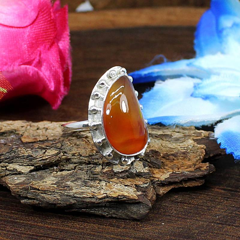 Roter Sardonyx 925 Sterling Silber Designer Ring von SilverDesignerRings