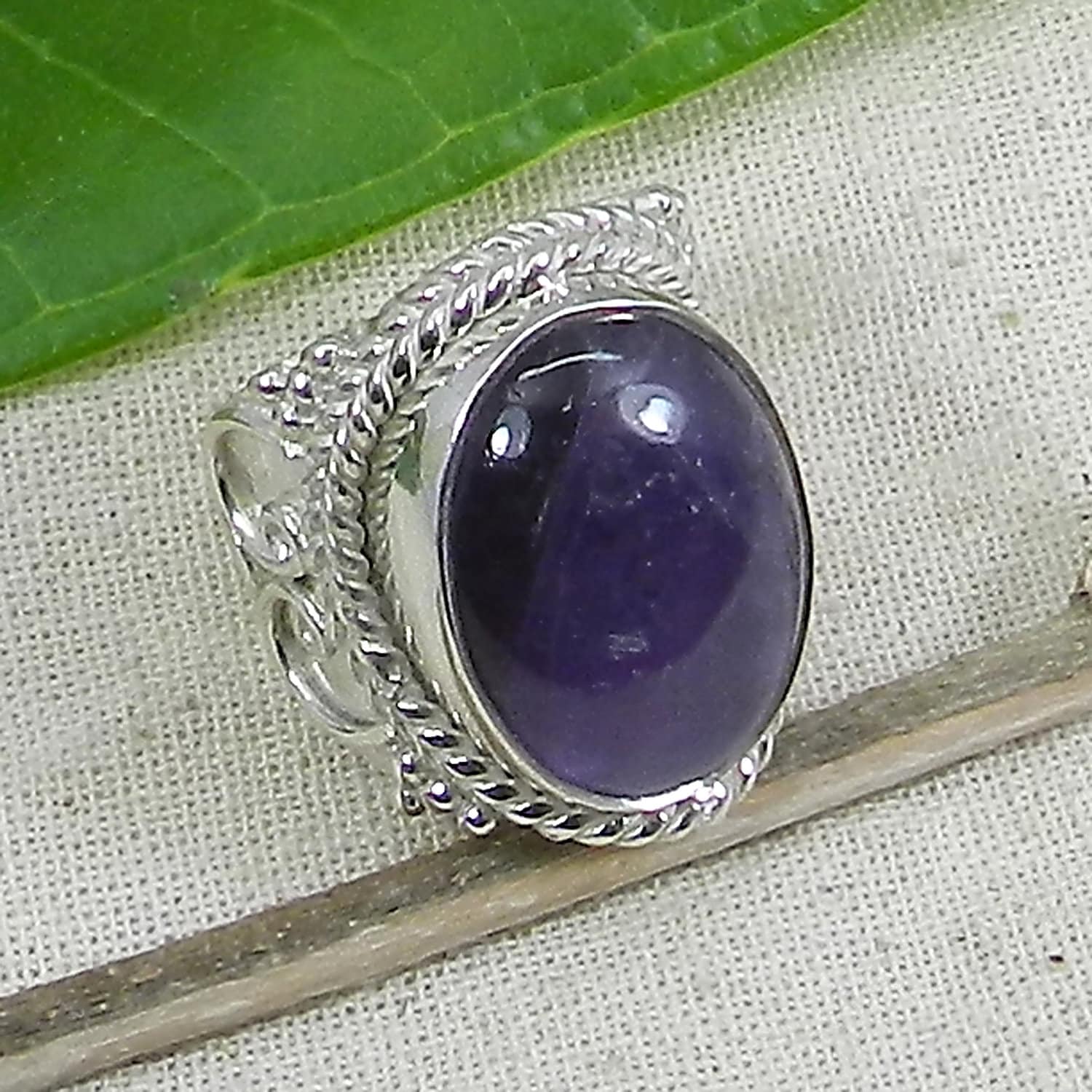 Solide 925 Sterling Silber Amethyst Oval Edelstein Boho Designer Birthstone Ring Schmuck von SilverDesignerRings