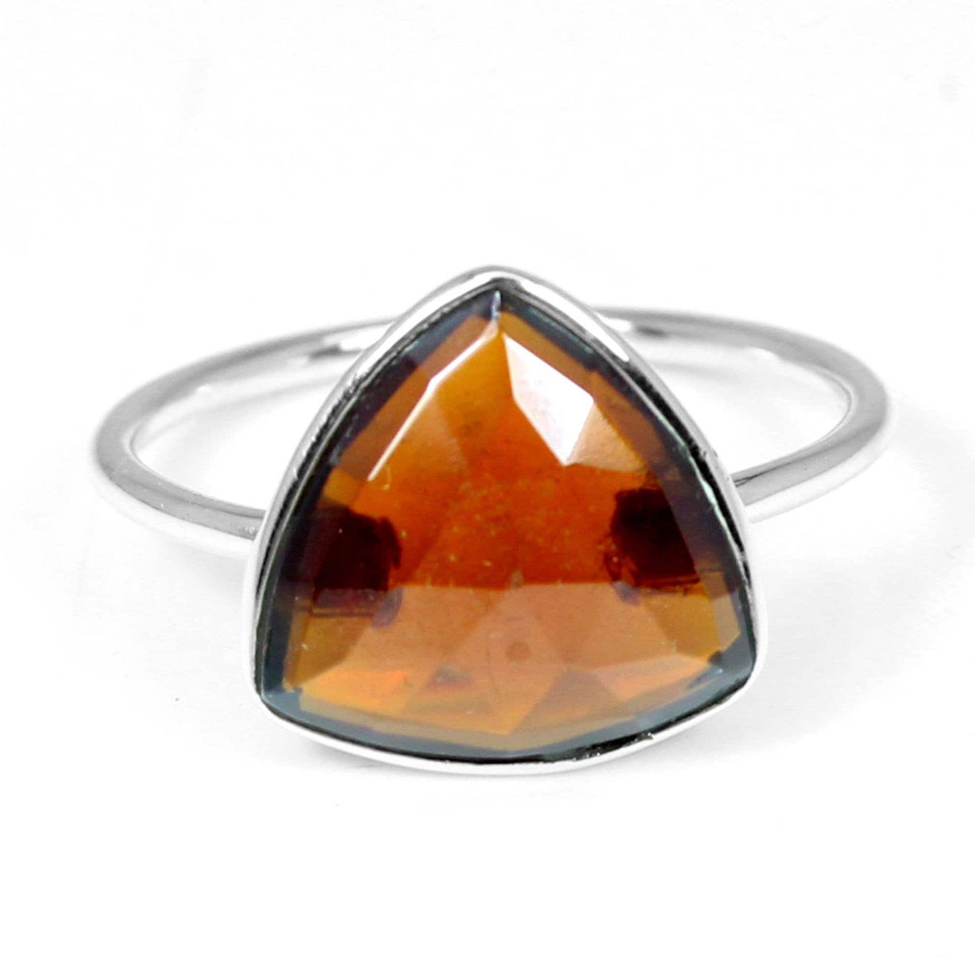 Trillion Natürlicher Citrin Edelstein Sterling Silber Ring Für Männer Frauen von SilverDesignerRings