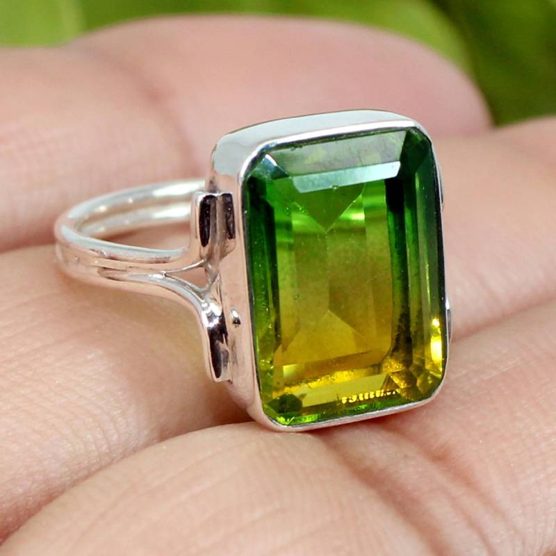 Wassermelonen-Turmalinquarz-Ring 925 Sterling Silber Bezel, 14 X 10 Mm Edelstein von SilverDesignerRings