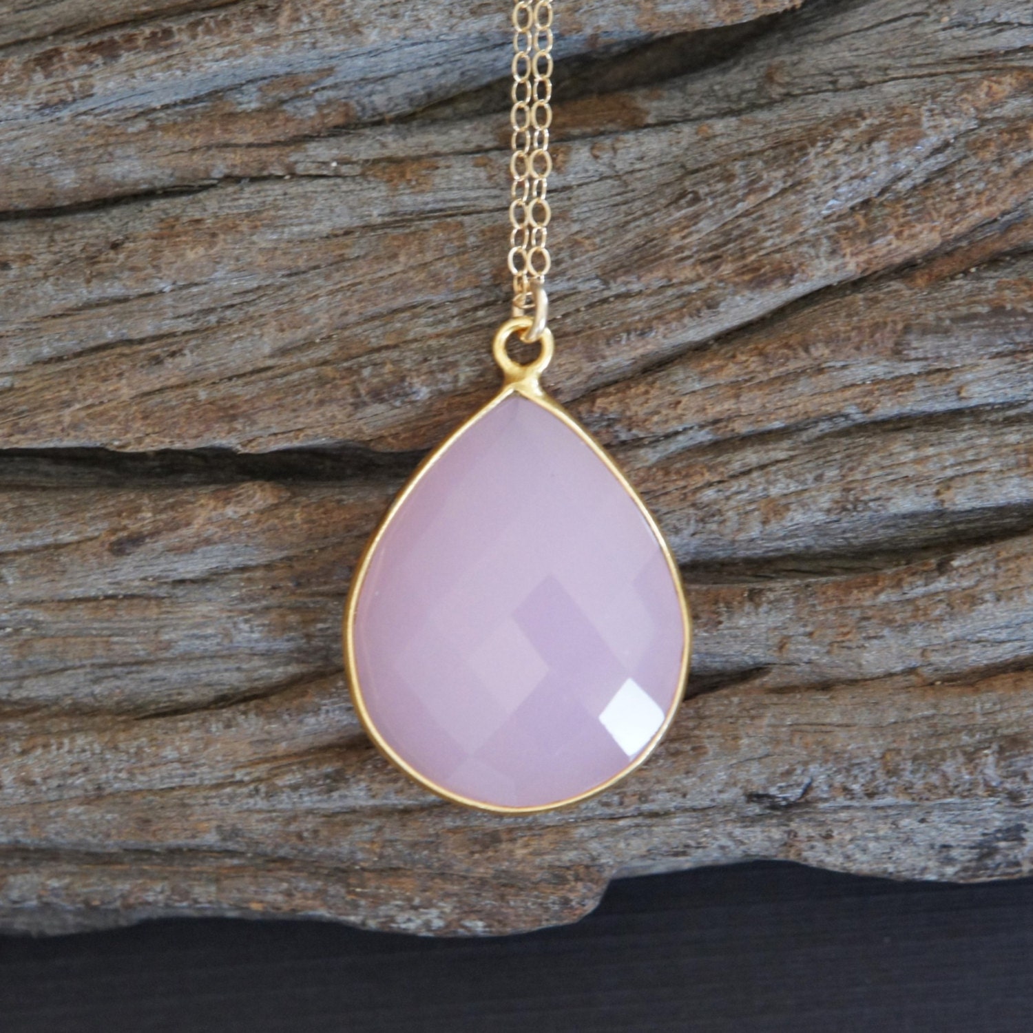 Rosenquarz Halskette, Gold Gefüllt Rosa Quarz, Echter Edelstein, Geburtstagsgeschenk, Mutter Geschenk von SilverDriftwood