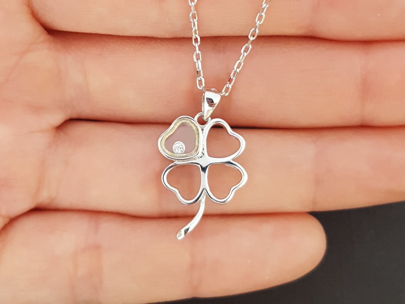 Sterling Silber Klee Halskette, 15x20mm, St. Patrick's Day, Cubic Zirkonia, Geburtstagsgeschenk, Muttergeschenk von SilverDriftwood