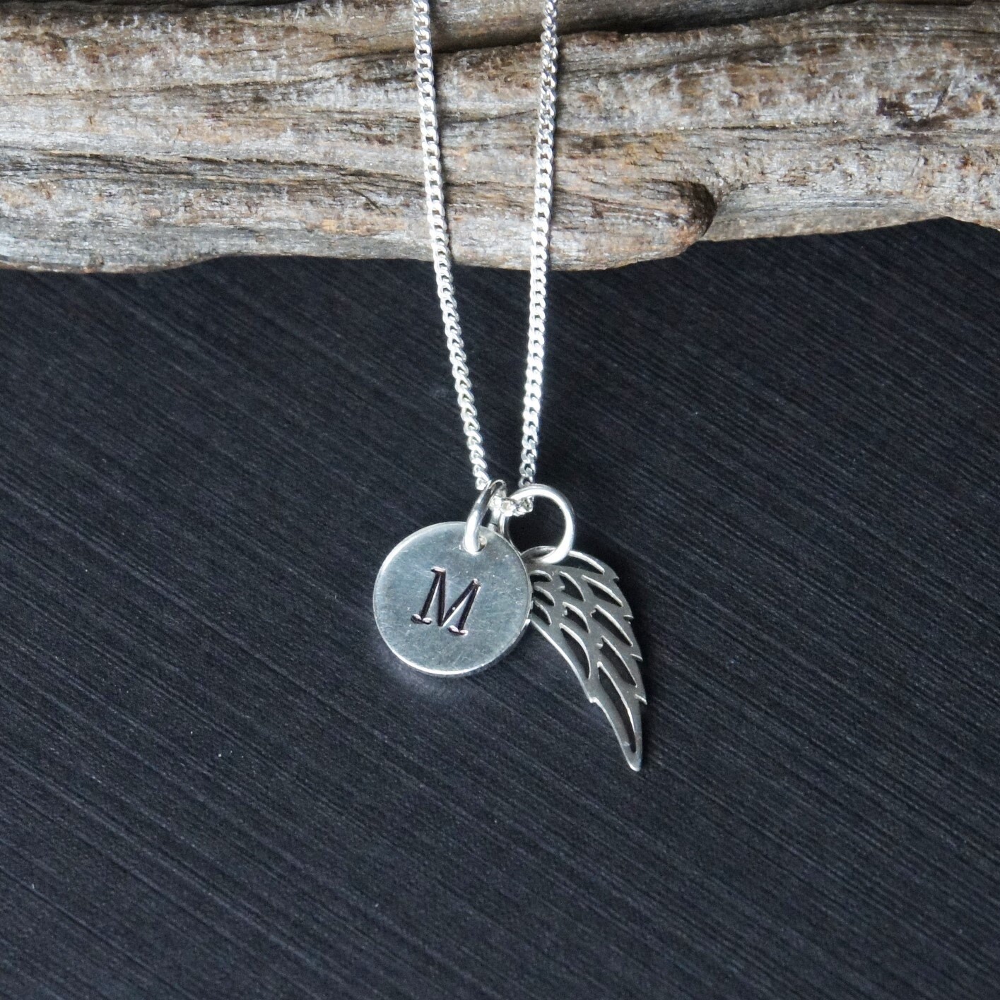 sterling Silber Flügel Erste Halskette, Personalisierte Engel Charme, Maßgeschneiderte Halskette von SilverDriftwood