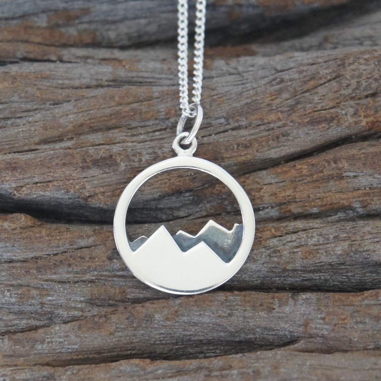 sterling Silber Gebirge Kette, 15mm, Geschenk Des Reisenden, Geburtstagsgeschenk, Der Mutter von SilverDriftwood