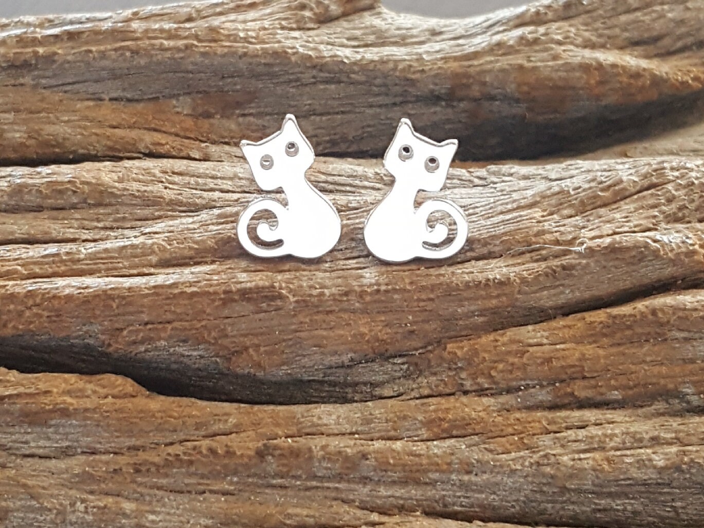 sterling Silber Katzenohrringe, 7x10mm, Kleine Geburtstagsgeschenk, Kindergeschenk von SilverDriftwood