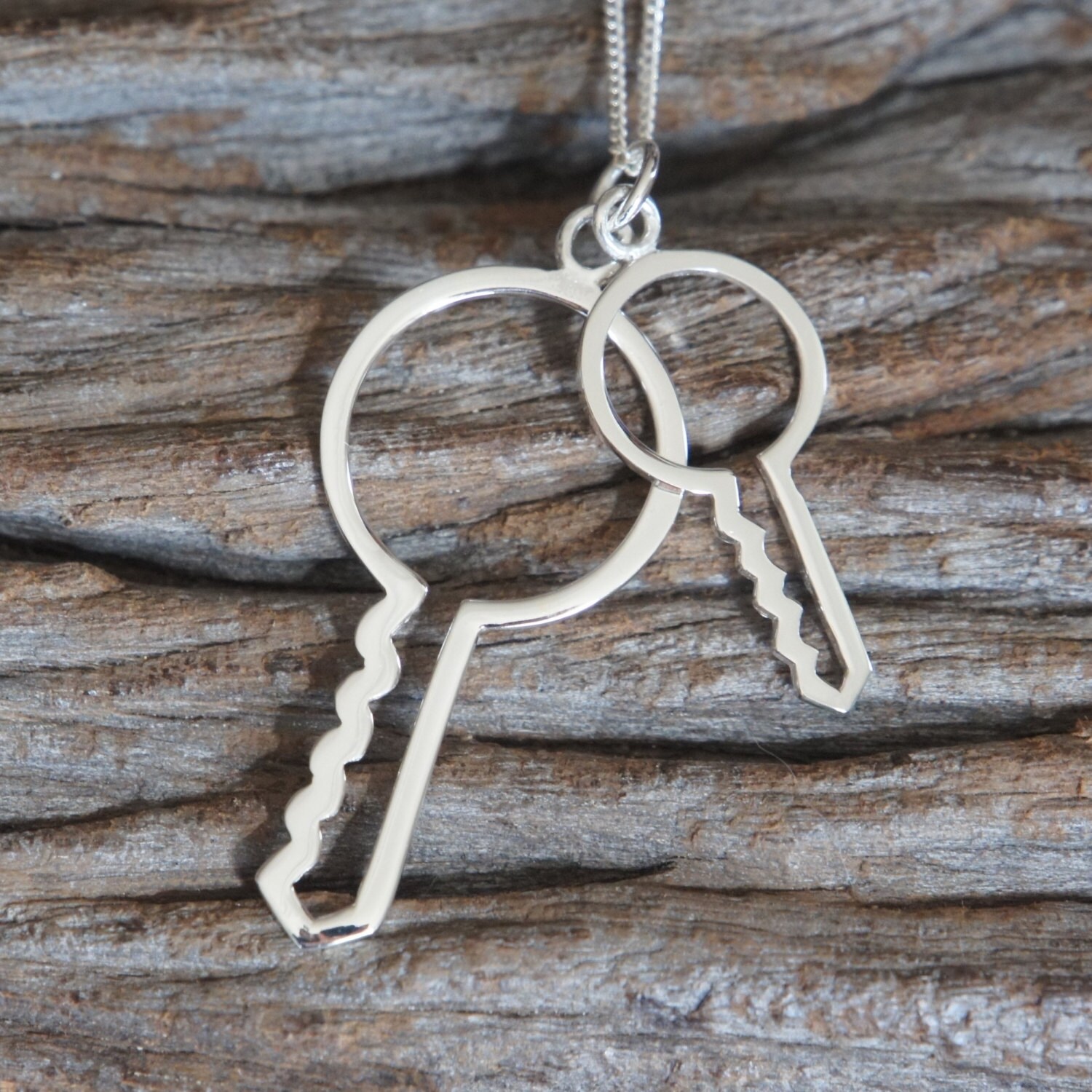 sterling Silber Schlüssel Halskette, Zwei Offene Mutter Tochter Geschenk, Liebhaber Geburtstagsgeschenk, Geschenk von SilverDriftwood