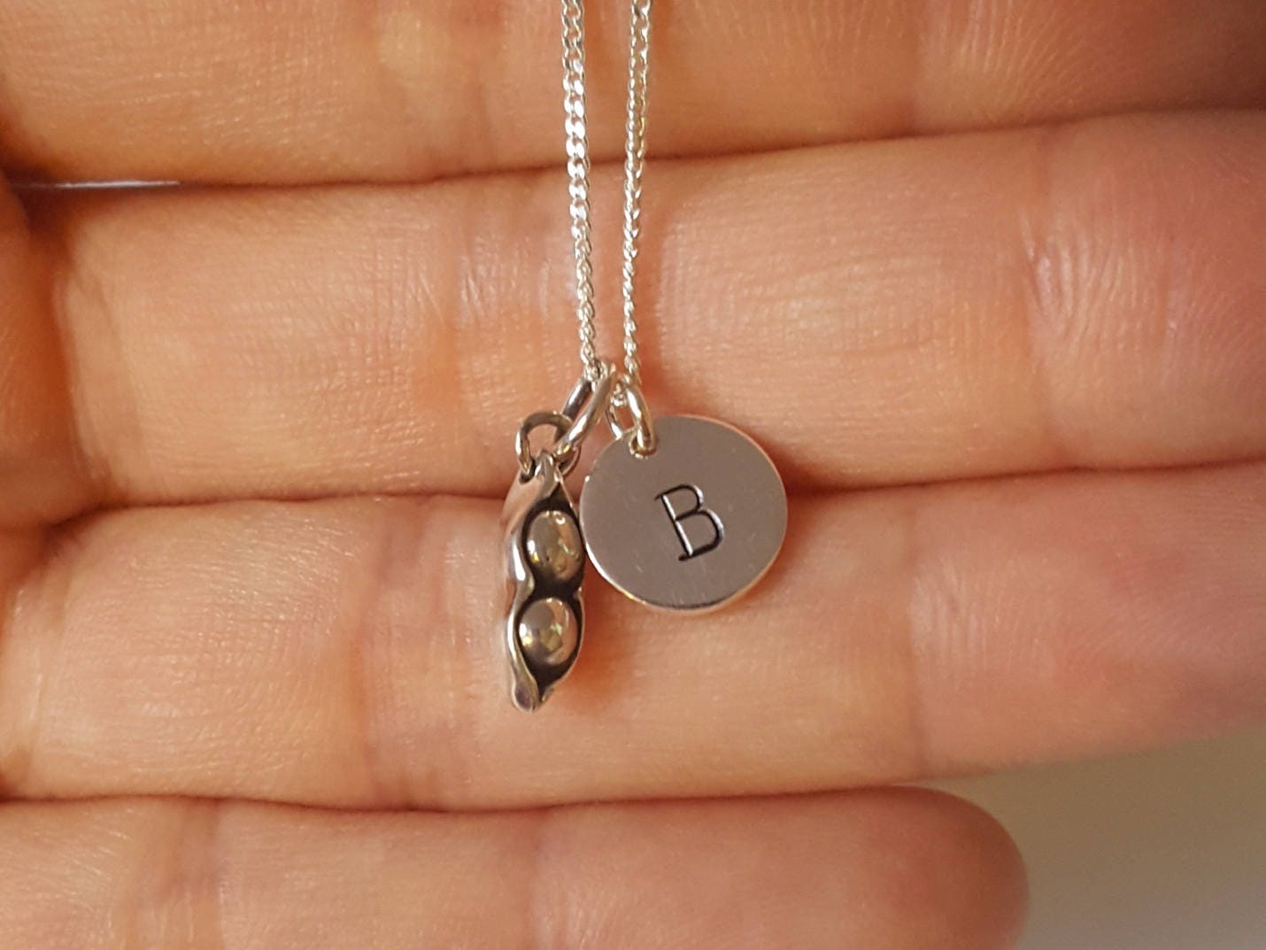 sterling Silber Zwei Erbsen in Einer Schote, Erste Halskette, Mutter Geschenk, Zwillinge Personalisierte Halskette Nach Maß von SilverDriftwood