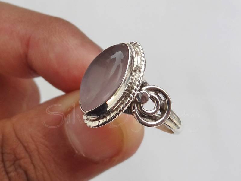 Handgemachter Marquise Rosenquarz Ring in 925 Sterling Silber von SilverDynasty