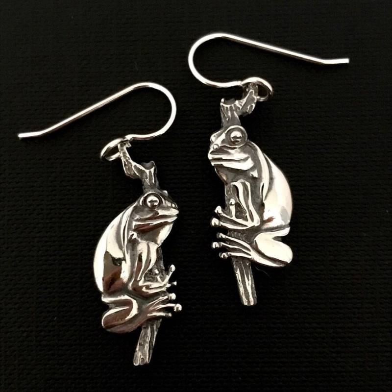 Frosch Hängeohrringe - Sterling Silber 30 Mm Plus Haken Frosch Hängeohrringe - Sterling Silber 30 Mm Plus Haken von SilverEarthDesign