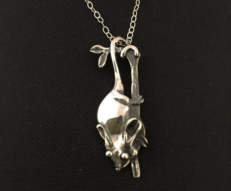 Opossum Halskette - Massiv Sterling Silber 35 Mm An Silberkette 45 Oder 55 cm Opossum Halskette - Massiv Sterling Silber 35 Mm An Silberkette 45 Oder 55 cm von SilverEarthDesign