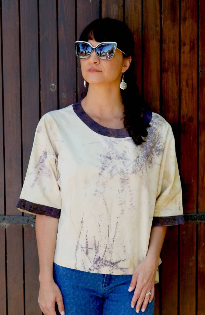 Eco-Gefärbt Chinoiserie Baumwollbluse von SilverEchoBoutique