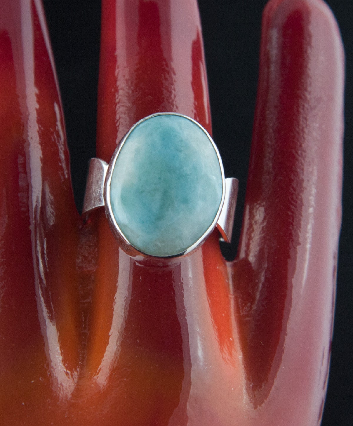 sterling Silberring Mit Ovalen Larimar-stein sterling Silberring Mit Ovalen Larimar-stein von SilverEuphorium