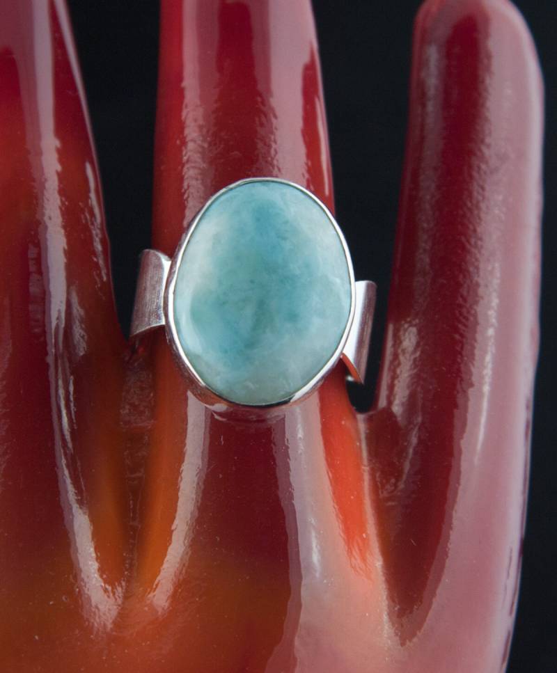 sterling Silberring Mit Ovalen Larimar-stein sterling Silberring Mit Ovalen Larimar-stein von SilverEuphorium