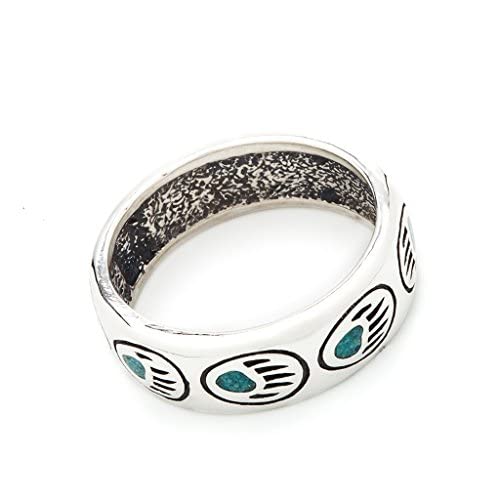 Indianerschmuck Ring Türkis Bärentatze Westernschmuck Indianerring Sterling Silber Navajo Schmuck CR912 (54 (17.2)) (21mm) von SILVERFOX