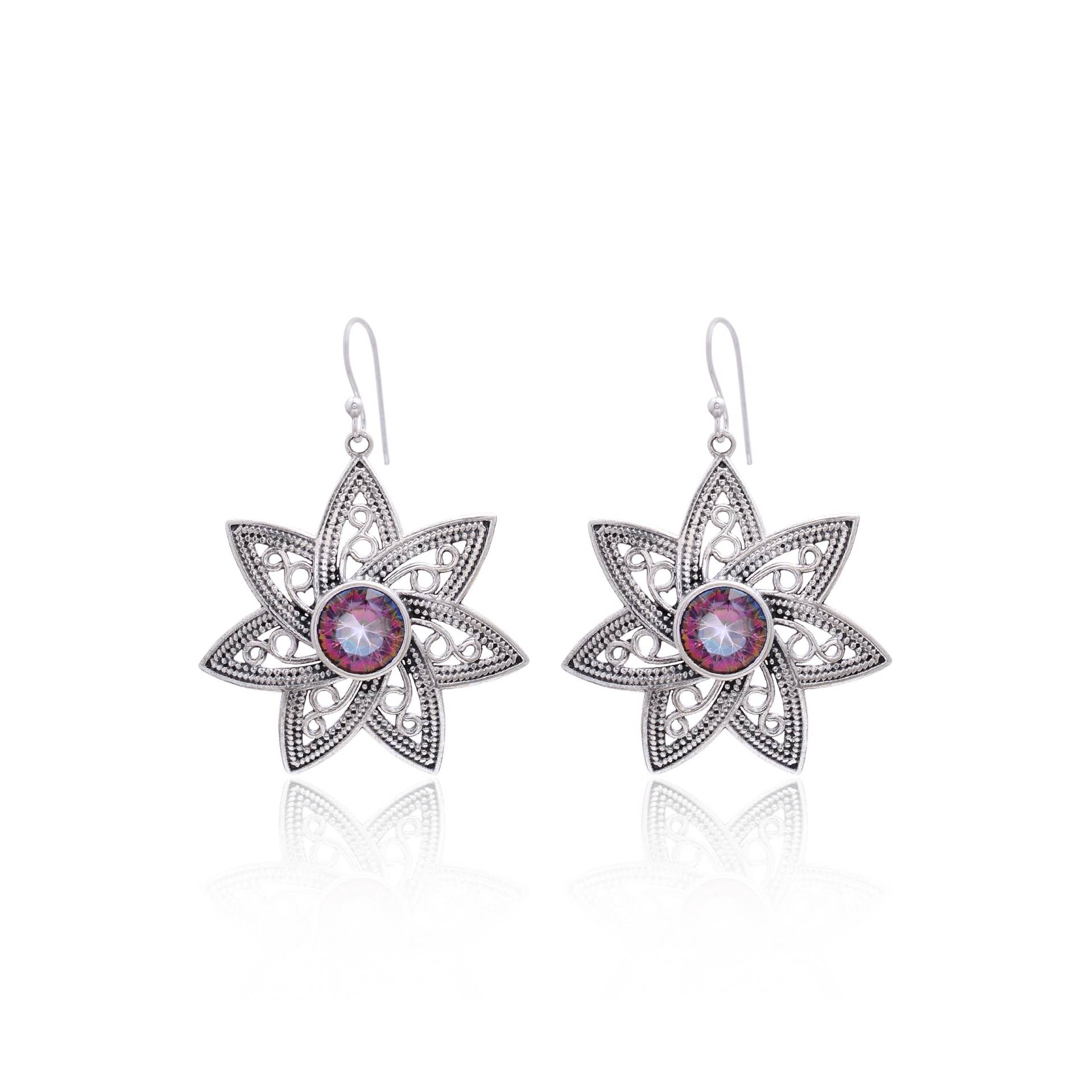 Aaa+ Mystic Topas Edelstein Sterling Silber Oxidierte Blume Form Ohrring ~ Topaz 925 Fein Handgemacht Schmuck Geschenkideen E991 Aaa+ Mystic Topas Edelstein Sterling Silber Oxidierte Blume Form Ohrring ~ Topaz 925 Fein Handgemacht Schmuck Geschenkideen E991 von SilverGlareJewelry