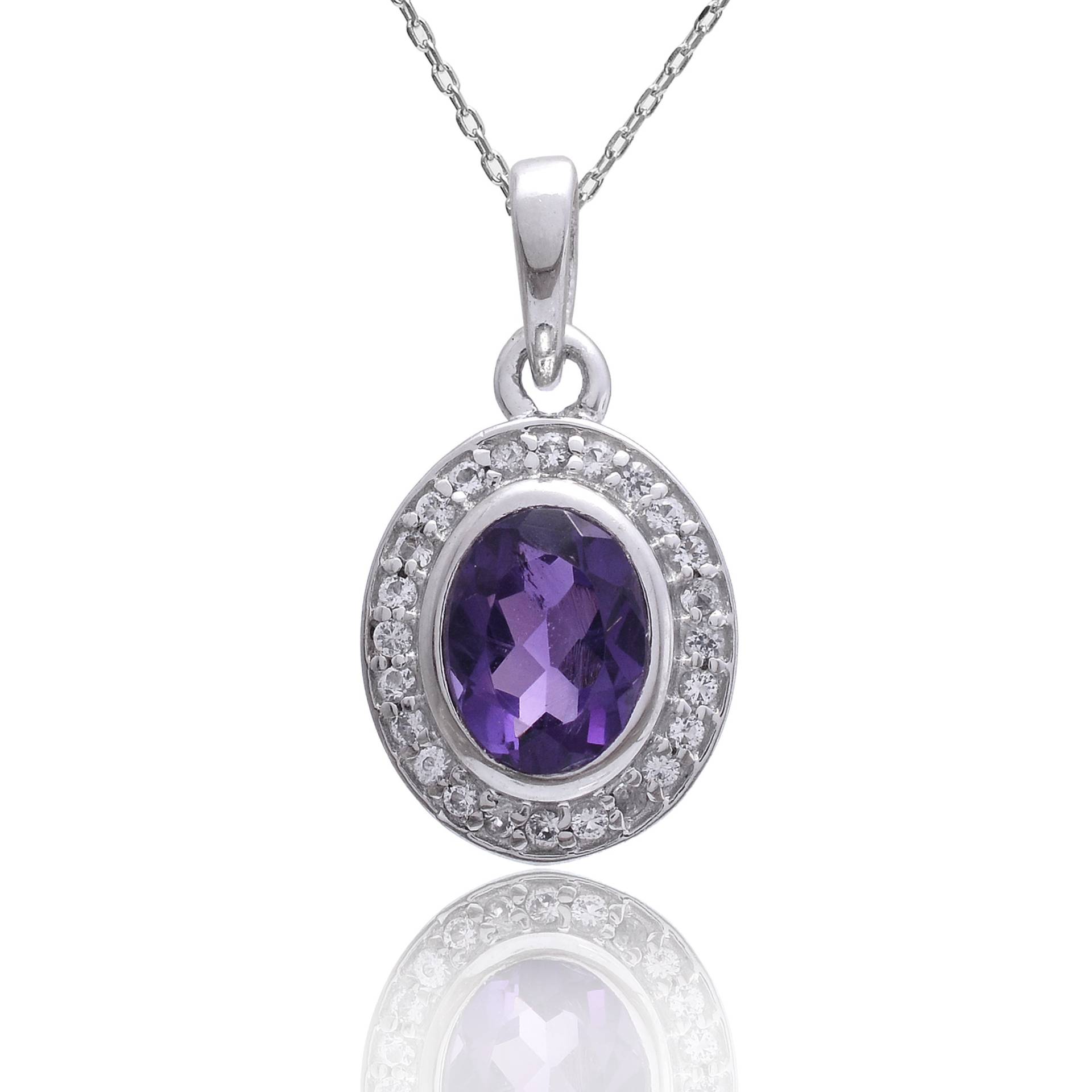 Aaa+ Natürlicher Amethyst Oval Fein Anhänger ~ 925 Sterling Silber Edelstein Handgemacht Schöne Halskette Geschenk Für Sie Sp04 von SilverGlareJewelry