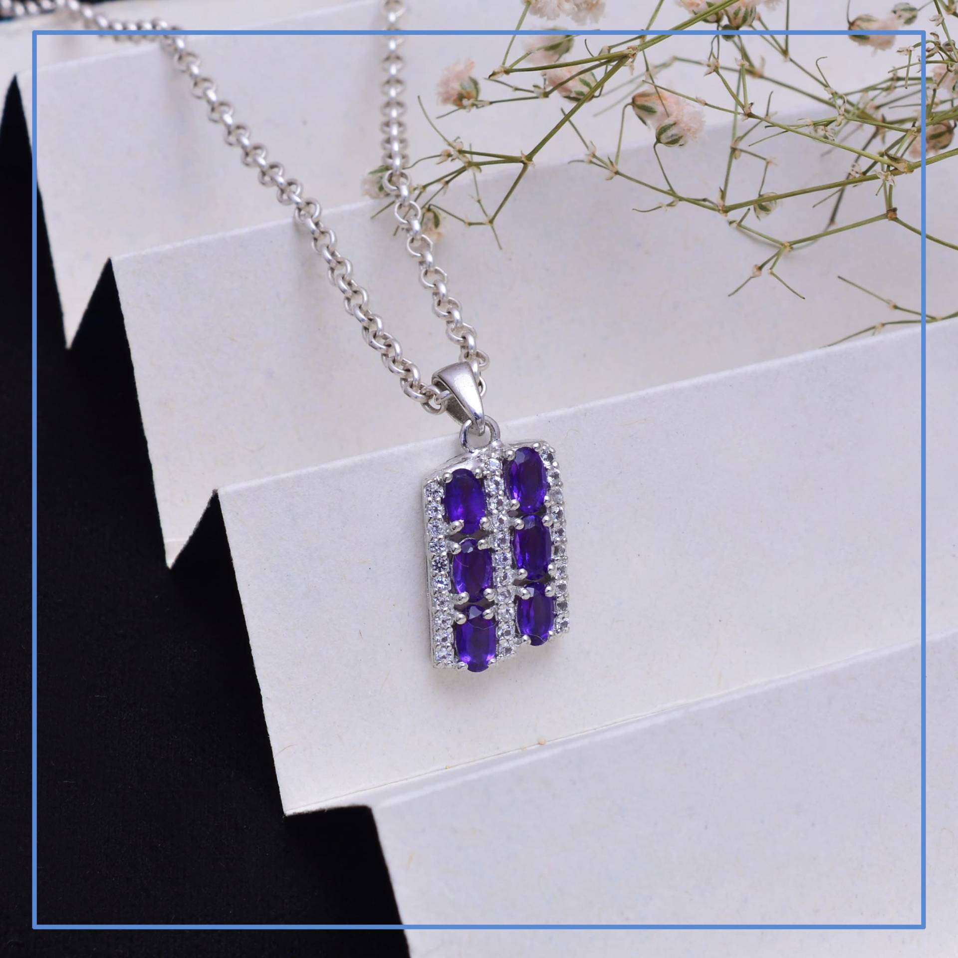 Aaa+ Natürlicher Amethyst Sterling Silber Anhänger ~ Februar Geburtsstein 925 Feine Halskette Handgemachtes Geschenk Für Sie Rk176 von SilverGlareJewelry