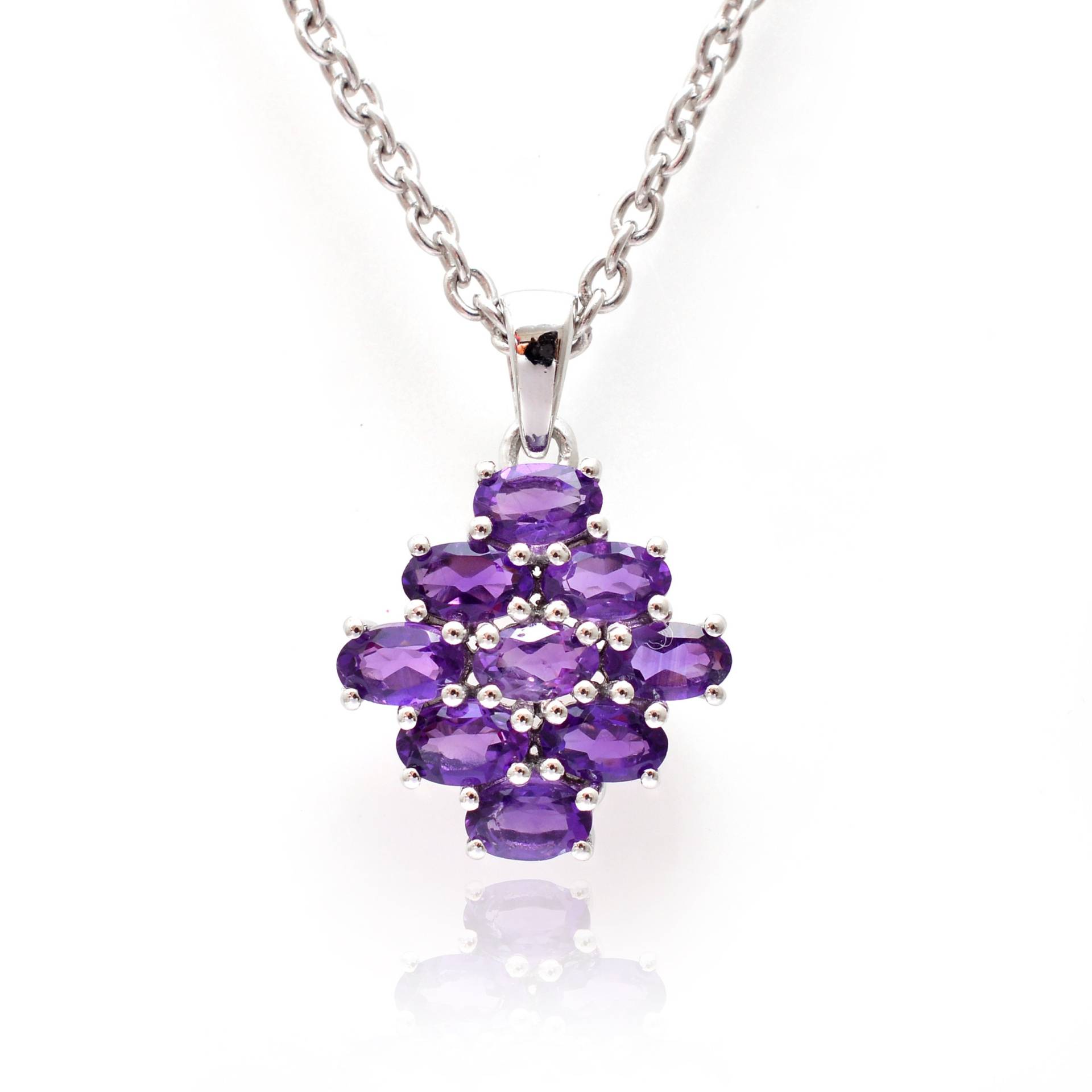 Amethyst Edelstein Anhänger 925 Sterling Silber Für Frauen ~ Natürlicher Schmuck Handgemachte Hochzeit Rl014 von SilverGlareJewelry