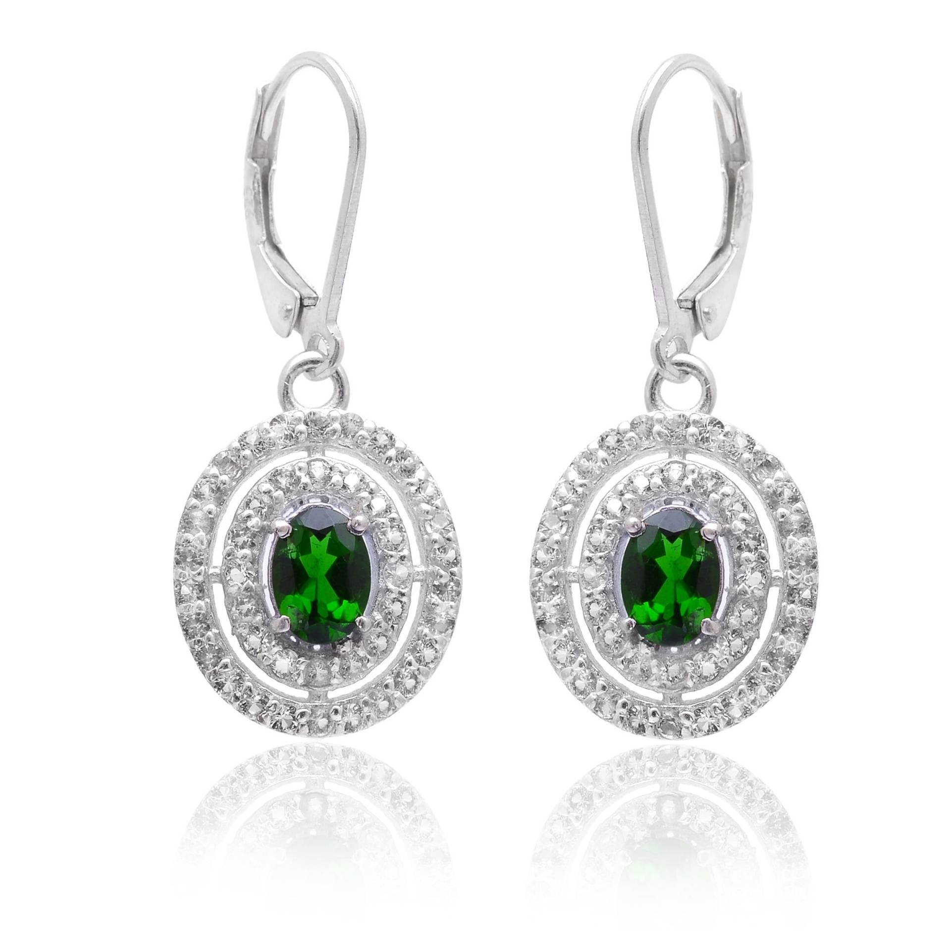 Chrom Diopside Edelstein Sterling Silber Oval Ohrringe Paar ~ Natur Baumeln Handgemachte Schmuck Geschenke Lever Back Hooks Stp25 von SilverGlareJewelry