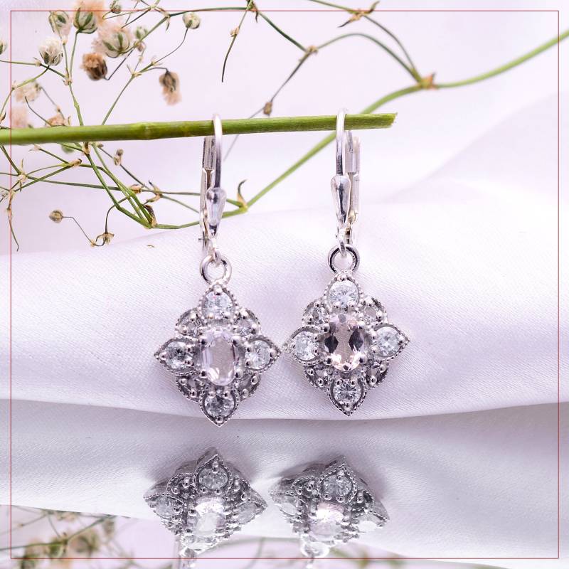 Natürliche Morganit 925 Sterling Silber Ausgefallene Ohrringe ~ Edelstein Feine Handgemachte Paar ~Lever Back Hooks ~Rl018 von SilverGlareJewelry