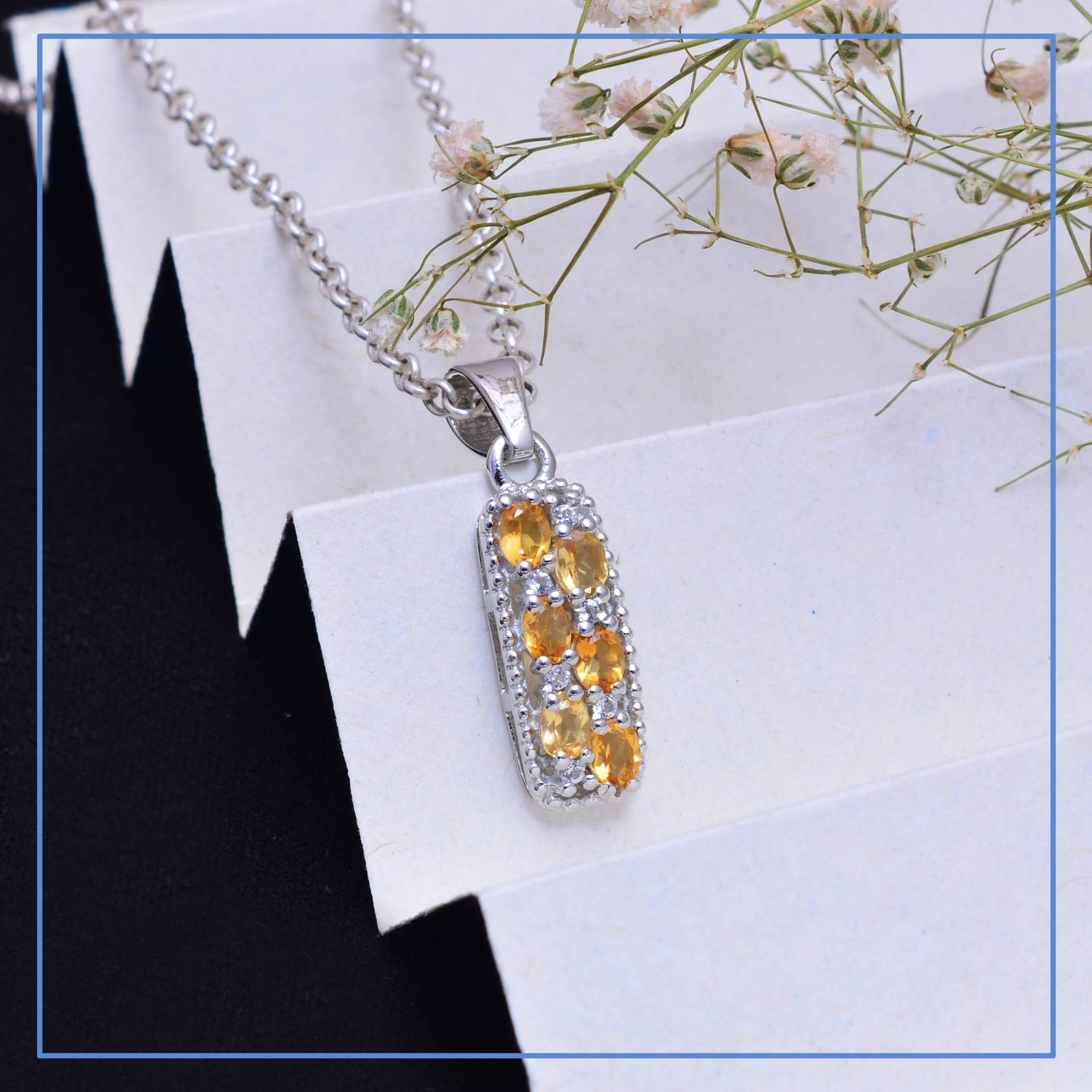 Natürlicher Aaa+ Citrin Sterling Silber Fein Anhänger ~ Wunderschöner Gelber 925 Vertikal Halskette Geschenkideen Für Sie Rb0052 von SilverGlareJewelry