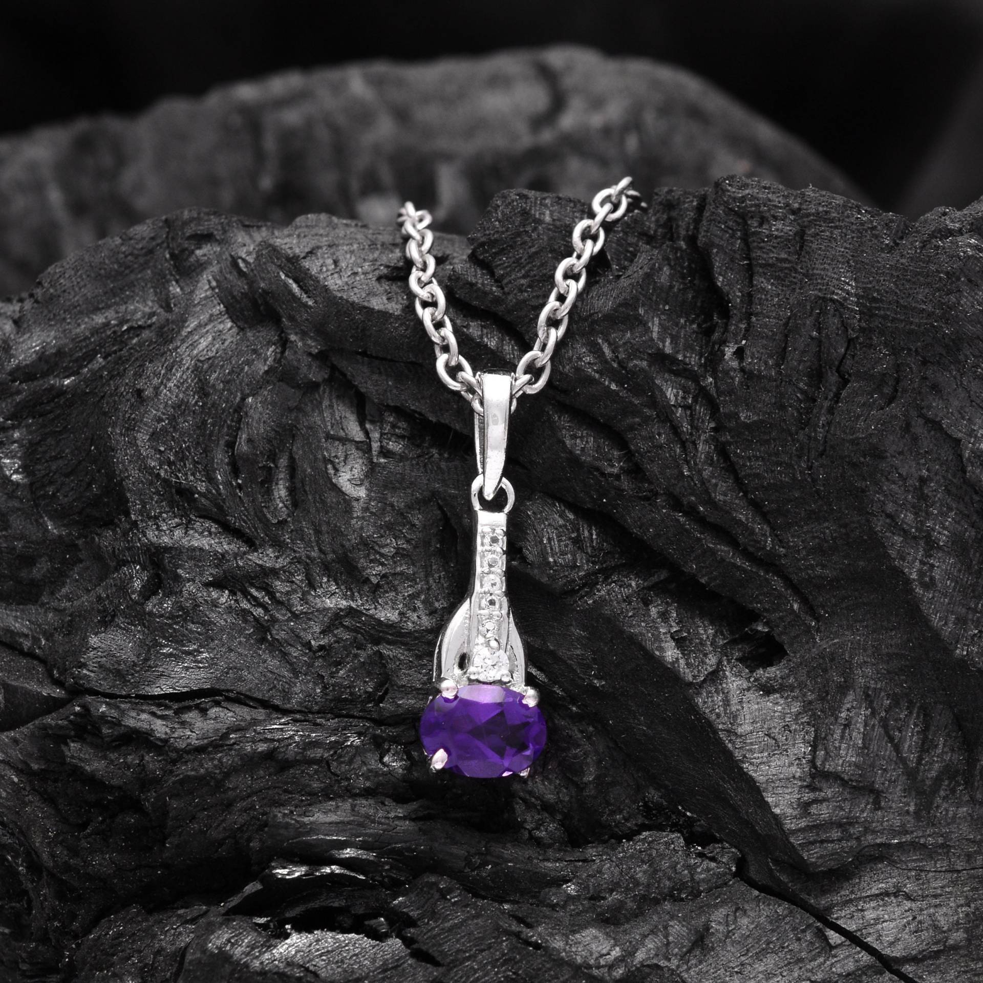 Natürlicher Amethyst Sterling Silber Facettiert Oval Anhänger ~ 925 Halskette Handarbeit Schmuck Geschenk Für Sie Sag4096 von SilverGlareJewelry