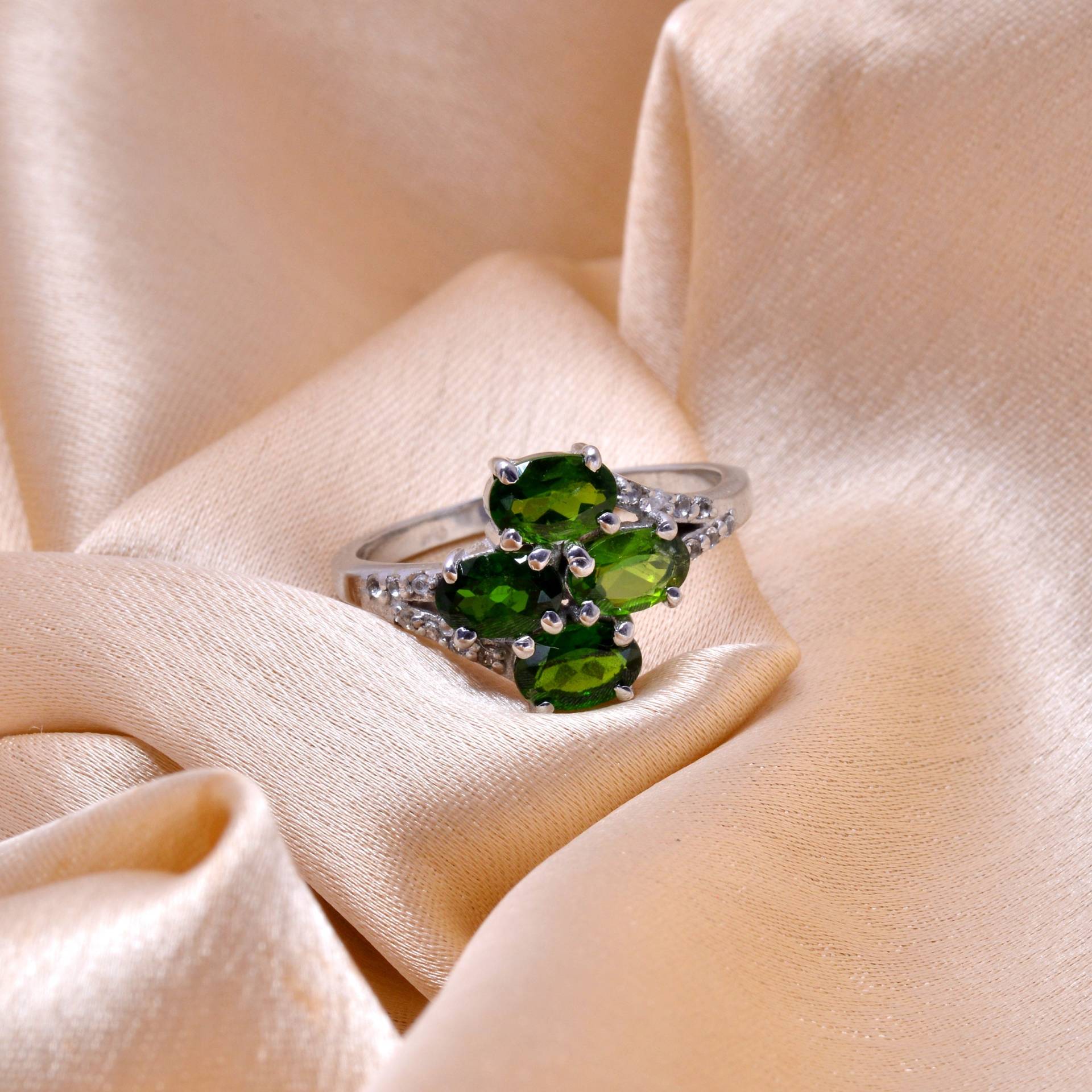 Natürlicher Chrom Diopid 925 Sterling Silber Fancy Ring ~ Verlobungsring Edelstein Statement Zierliche Handgemachte Geschenk Für Sie von SilverGlareJewelry