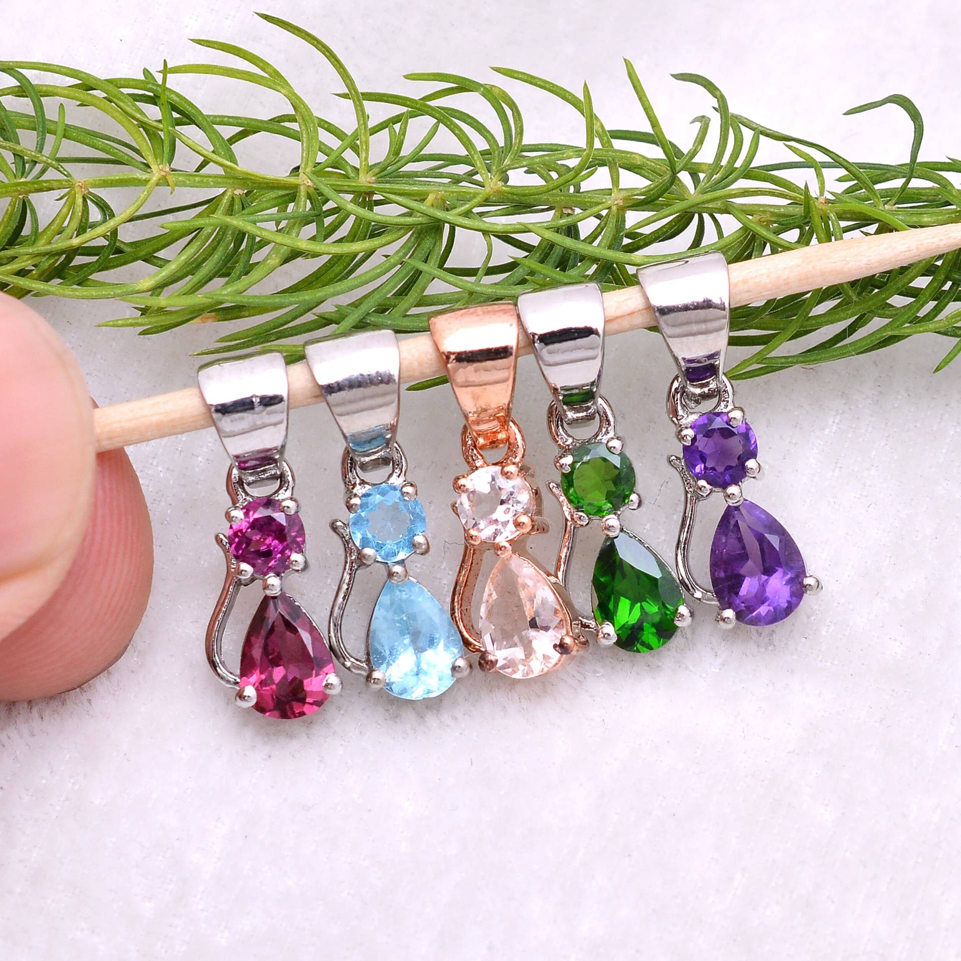 Natürlicher Edelstein Sterling Silber Ausgefallener Anhänger ~ Halbedelstein 925 Geburtsstein Handgemachte Halskette Schmuck Geschenk Sdp06 von SilverGlareJewelry