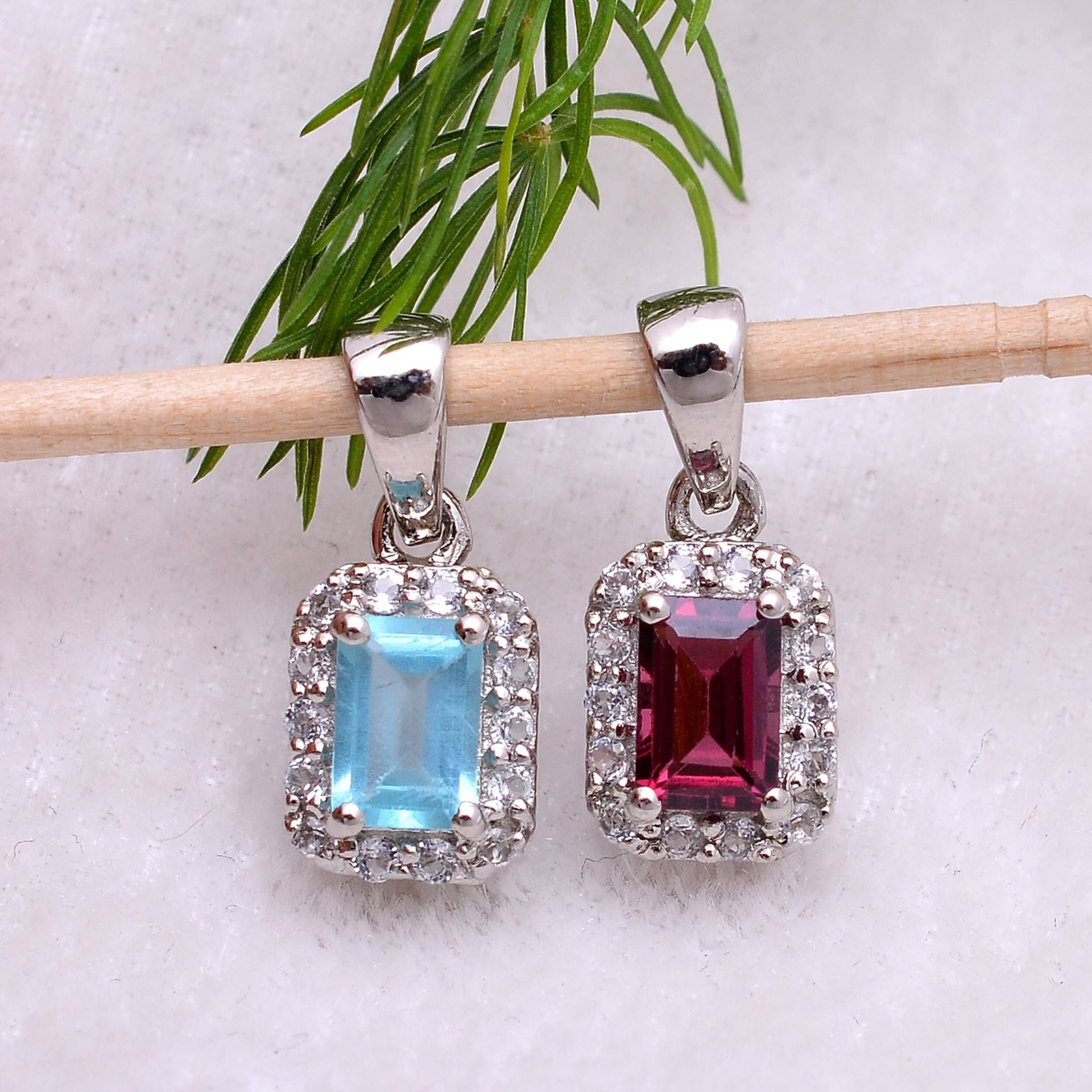 Natürlicher Edelstein Sterling Silber Oktagon Anhänger ~ Halbedelstein 925 Geburtsstein Handgemachte Halskette Schmuck Geschenk Stp07 von SilverGlareJewelry