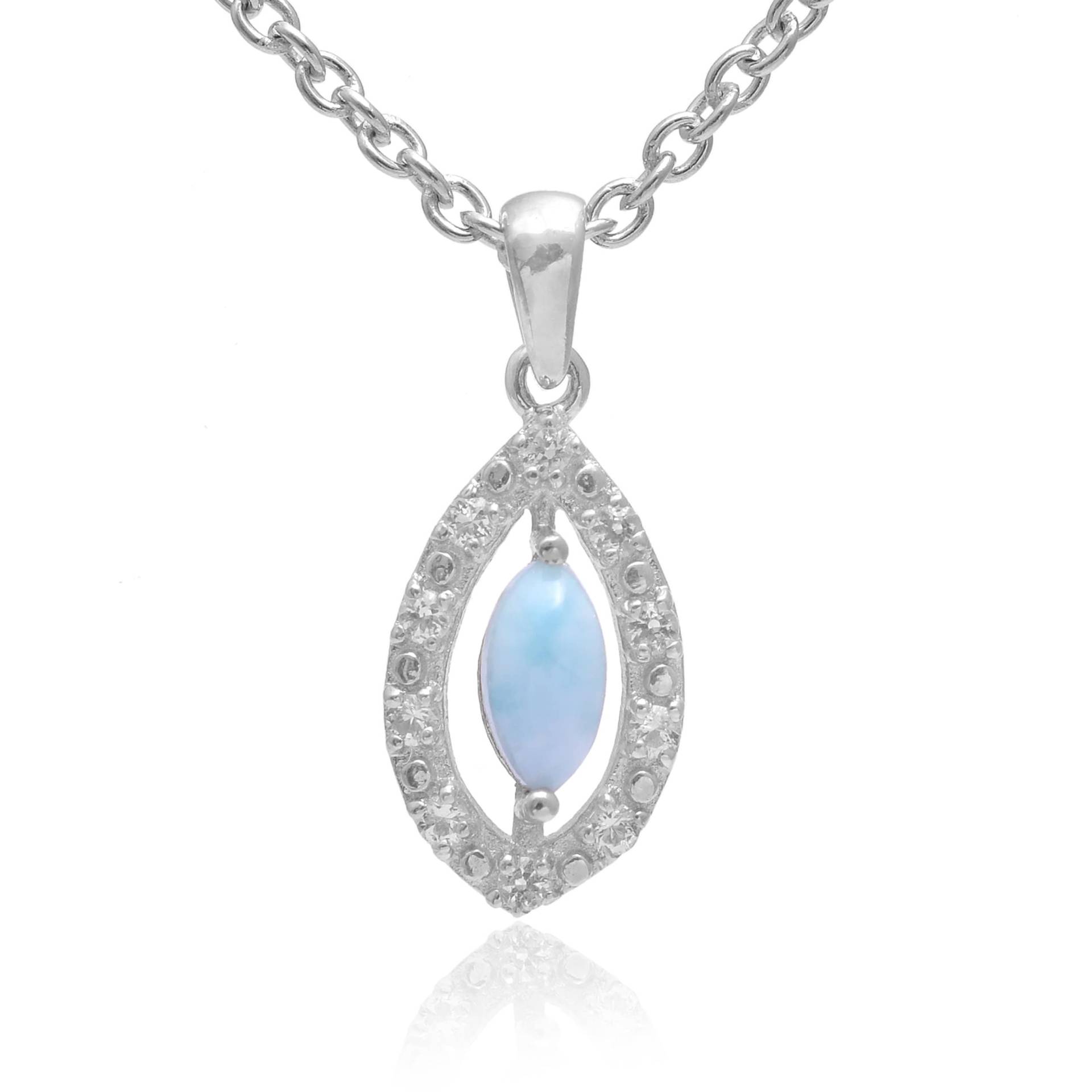 Natürlicher Larimar Sterling Silber Marquise Anhänger ~ Edelstein 925 Schöne Halskette Feiner Handgemachter Schmuck Geschenke Für Sie Rl01 von SilverGlareJewelry