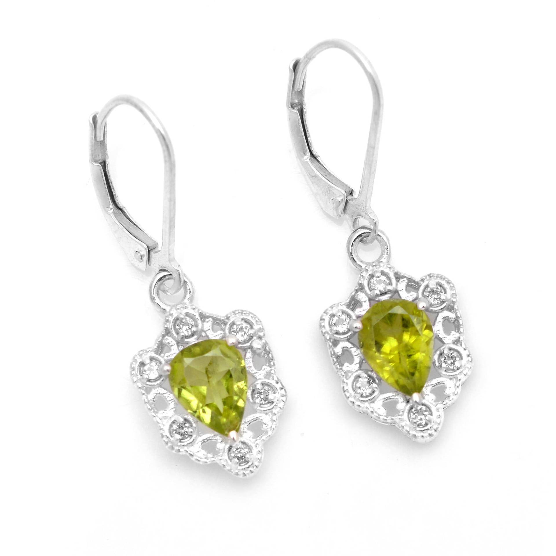 Peridot 925 Sterling Silber Schild Ohrringe ~ Edelstein Paar Lever Back Hooks Geschenkideen Stp31 von SilverGlareJewelry