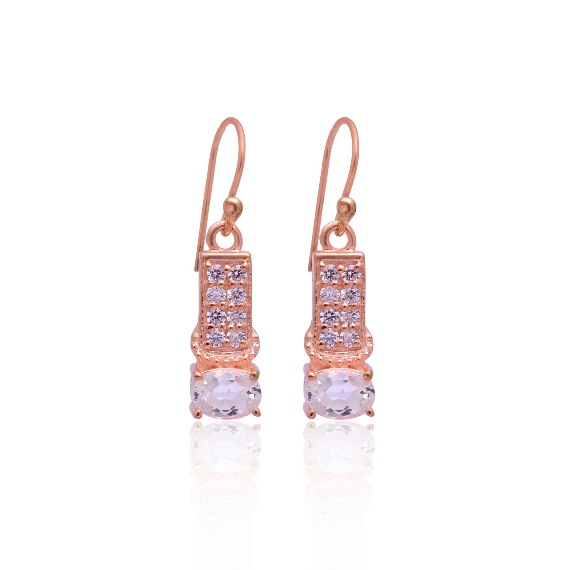 Rose Gold Morganit Edelstein 925 Silber Ausgefallene Ohrringe ~ Natürliche Jahrestag Geschenk Für Sie Ohrhaken ~Srp25 von SilverGlareJewelry