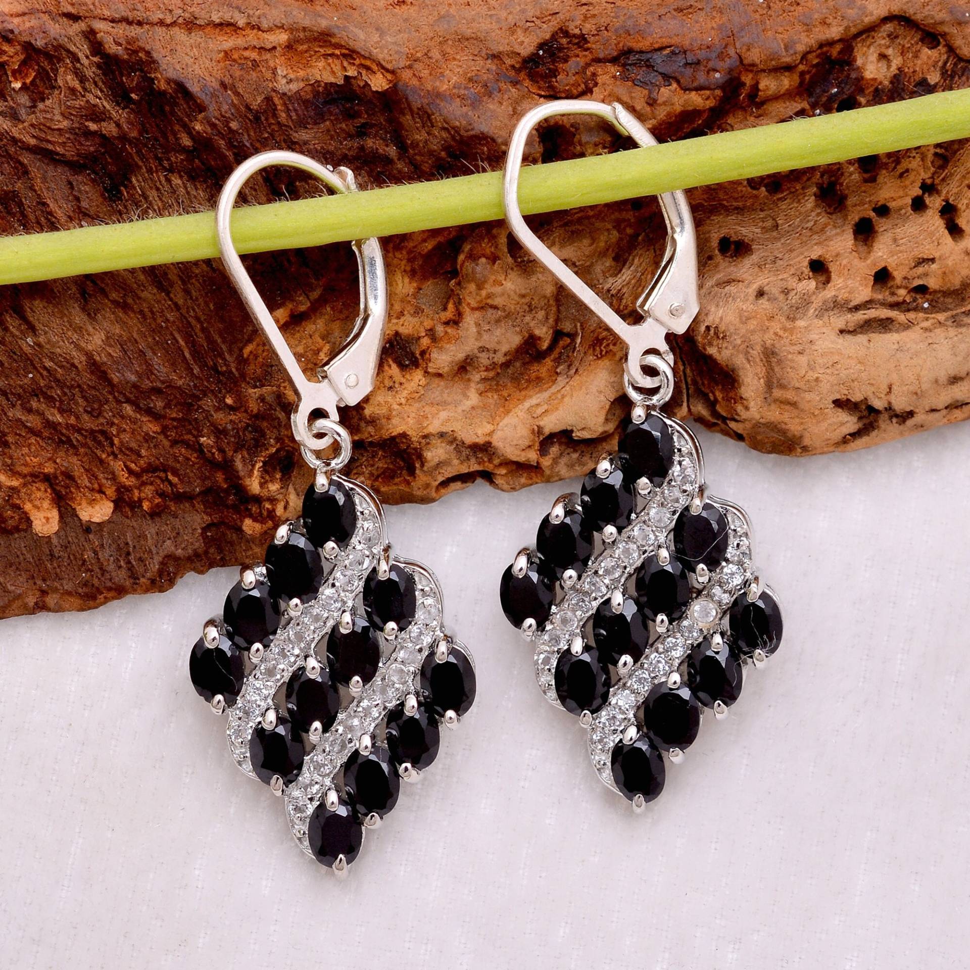 Schwarze Spinell 925 Sterling Silber Ohrringe ~ Edelstein Paar Brisuren Geschenkideen ~Rkd4082 von SilverGlareJewelry