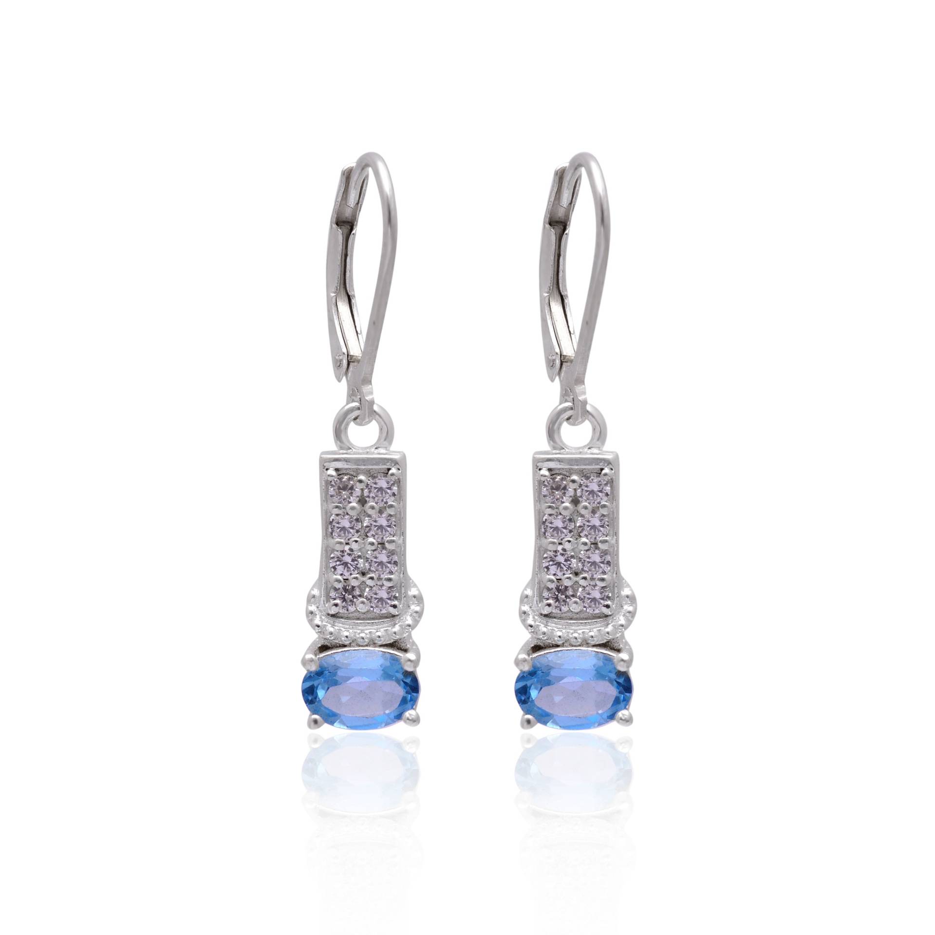 Sky Blue Topas Edelstein 925 Silber Fancy Ohrringe ~ Aaa+ Natürliche Jahrestag Geschenk Für Sie Lever Back Hook Srp25 von SilverGlareJewelry