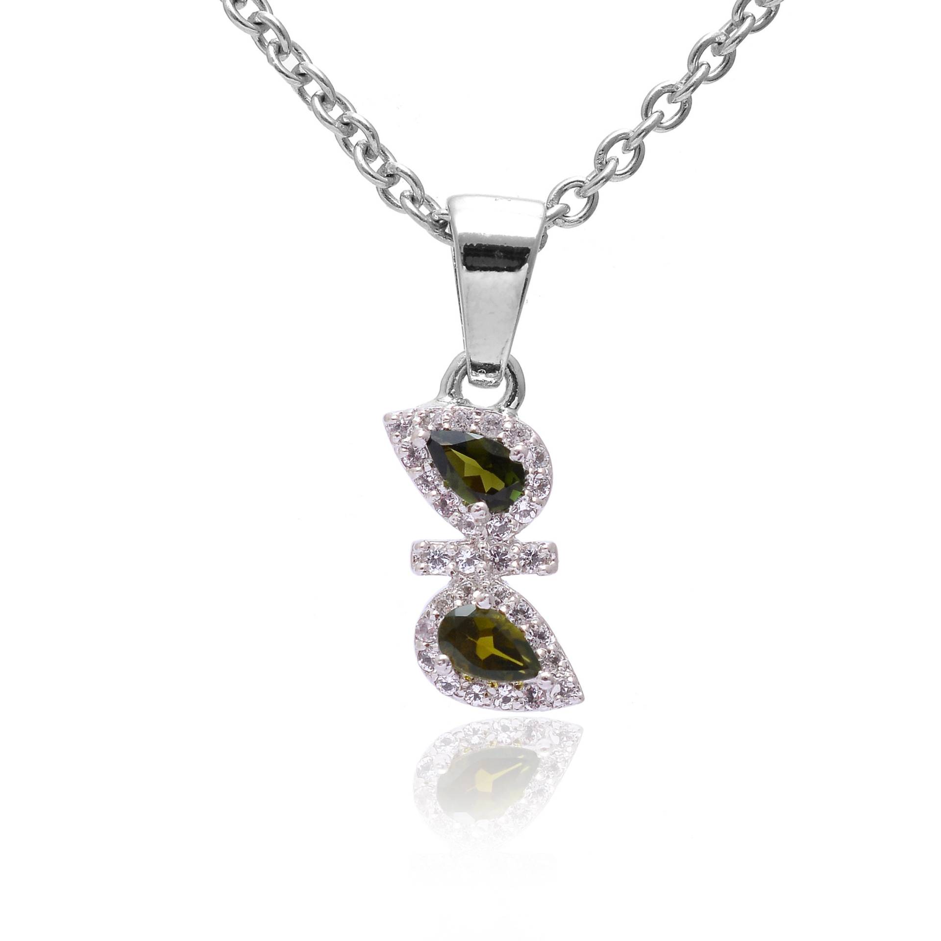 sterling Silber Grüner Turmalin Tropfen Anhänger ~ Natürlicher Edelstein 925 Ausgefallener Halskette Geschenk Für Sie Bch049 von SilverGlareJewelry