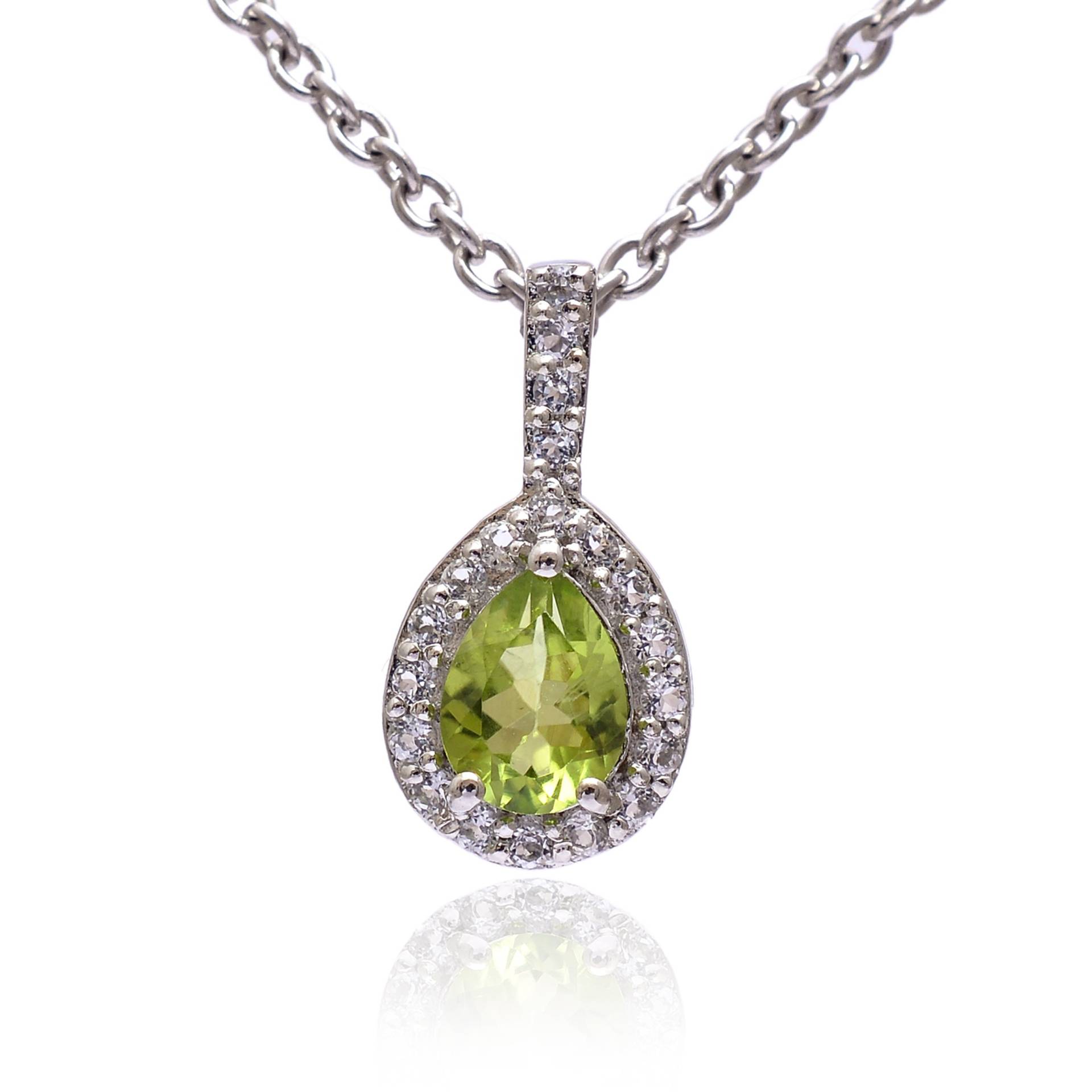 sterling Silber Peridot Tropfen Anhänger ~ Natürlicher Edelstein 925 Handgemacht Feiner Halskette Für Sie Rb0043 von SilverGlareJewelry