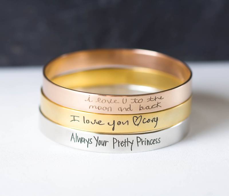 Handschrift Armband Personalisierter Signatur Armreif Erinnerungsgeschenk Erinnerungsschmuck Mutter Geschenk Weihnachtsgeschenke Bm27 von SilverHandwriting