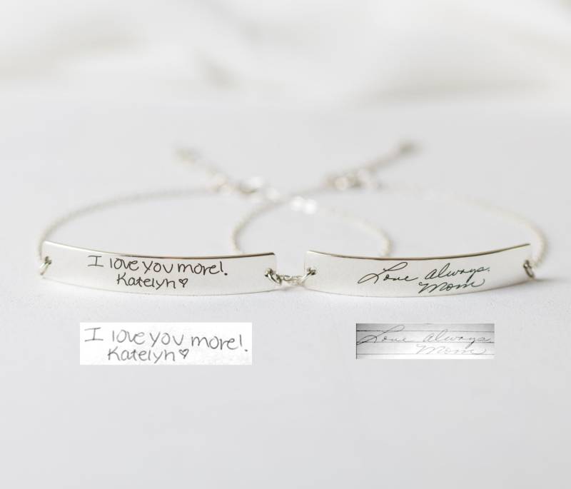 Handschrift Armband Personalisiertes Mit Gravur Sterling Silber Signature Schmuck Individuelles Brautjungfer Geschenk Mutter Geschenk Bm20 von SilverHandwriting