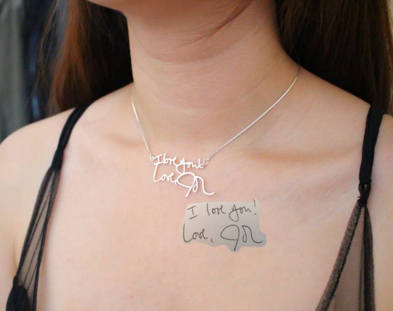 Handschrift Halskette Echte Unterschrift Personalisierte in Sterling Silber Geschenk Für Oma Nh01 von SilverHandwriting