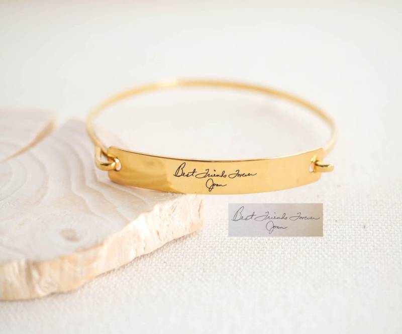 Handschrift Schmuck Personalisierter Armreif Benutzerdefinierte Sterling Silber Armband Gedenkschmuck Signature Bm25 von SilverHandwriting