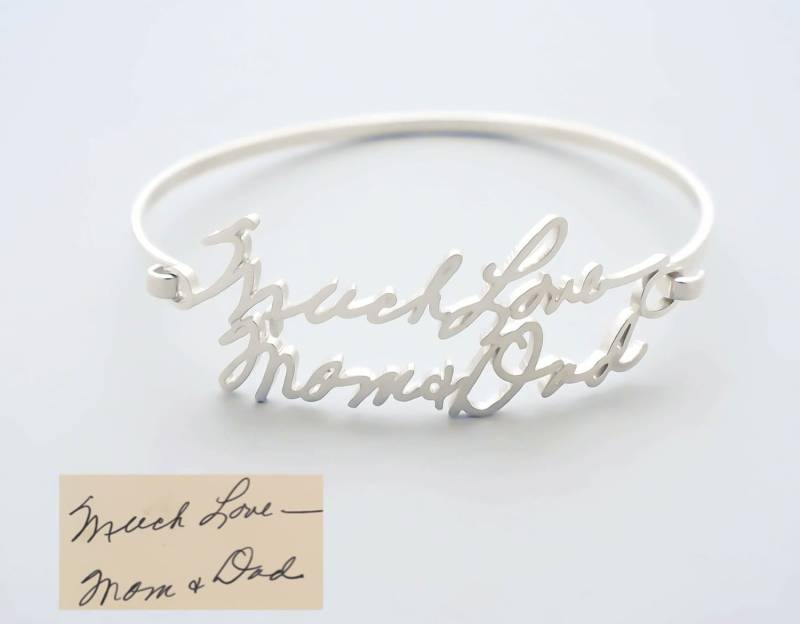Handschrift Schmuck Personalisiertes Armband Aus Sterlingsilber Personalisierter Signature Armreif Geschenk Für Mama Und Oma Bh05 von SilverHandwriting