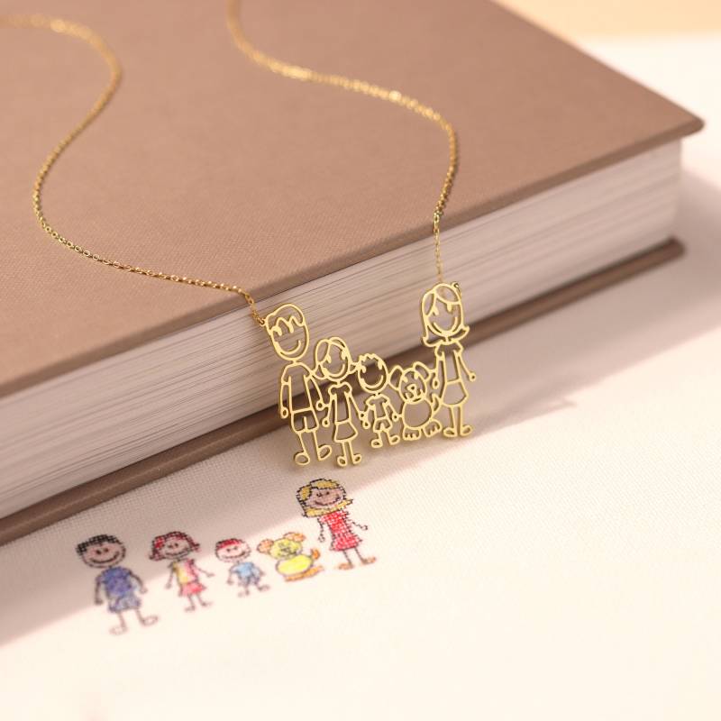 Kinderhalskette Mit Zeichnung Kinderkunst-Halskette Personalisierte Sterlingsilber-Halskette Kinderkunstwerk Geschenk Für Mama Und Oma Nh01 von SilverHandwriting