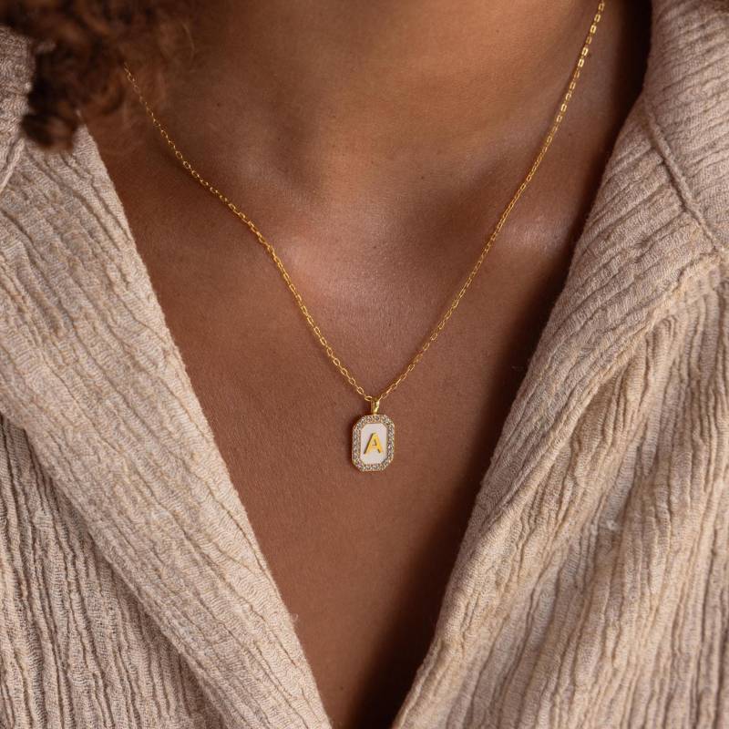 Pave Perle Initial Halskette Benutzerdefinierte Diamant Anhänger Gold Buchstabe Perlmutt Schmuck Geschenk Für Sie Nm165F53B von SilverHandwriting