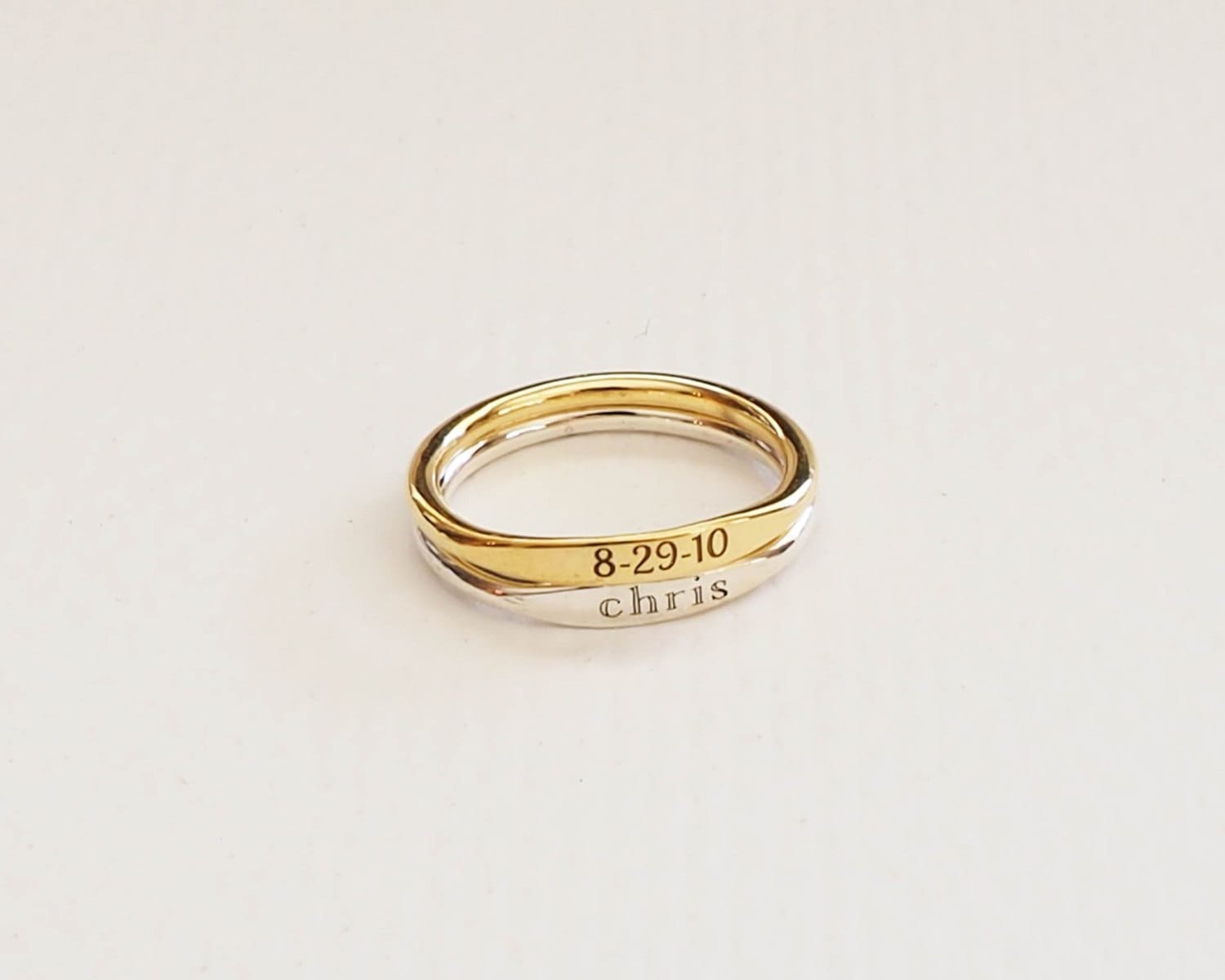 Personalisierter Schmaler Namensring in Sterling Silber Stapelring Datumsring Personalisiert Mutter Ring Weihnachtsgeschenke Rm21F41 von SilverHandwriting