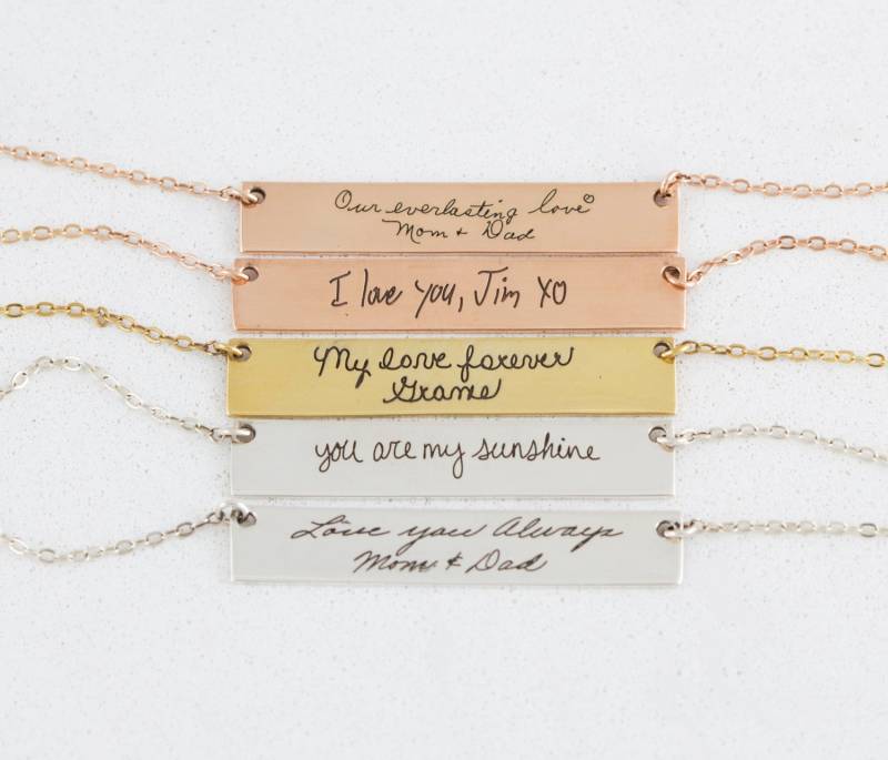 Tatsächliche Handschrift Halskette Personalisierte Bar Schmuck Geschenk Weihnachten Mutter Nm22 von SilverHandwriting