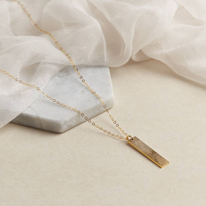 Vertikale Fingerabdruck Bar Halskette Gedenkgeschenk Benutzerdefinierte Handschrift Echter Schmuck Jahrestagsgeschenk Nm23 von SilverHandwriting